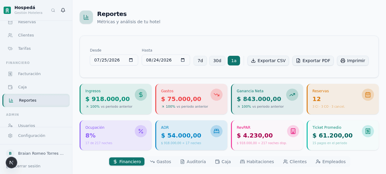Reportes — captura de pantalla